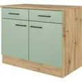 Produktbild: Flex-Well Exclusiv Küchen-Unterschrank Cara 100 cm Schilfgrün matt Artisan Eiche