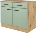 Produktbild: Flex Well Unterschrank mit Schublade und Drehtür Cara BxTxH 100 x 60 x 85 cm grün matt zerlegt 00012474