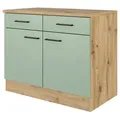 Produktbild: Küchenunterschrank Cara ca. 100x85x57 cm Grün/Eiche
