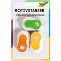 Produktbild: Folia Motivstanzer, Motivlocher, 3er Set, Sonne, Ahornblatt und Farn, Farbe