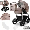 Produktbild: Bergsteiger Capri Kombikinderwagen 2-in-1 ohne Babyschale – Babywanne & Sportsitz, Luftreifen, Federung, höhenverstellbarer Griff, faltbar, Zubehör