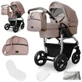 Produktbild: Bergsteiger Capri Kombikinderwagen 2-in-1 ohne Babyschale – Babywanne & Sportsitz, Luftreifen, Federung, höhenverstellbarer Griff, faltbar, Zubehör