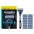 Produktbild: Wilkinson Sword - Hydro 5 Rasierer für Männer, Rasiergriff + 13 Rasierklingen, Feuchtigkeitsspendende Gel-Pools und umklappbarer Trimmer