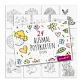 Produktbild: younikat Ostern Postkarten zum Ausmalen 24 Stk. I DIN A6 I Kinder Erwachsene I zum Selbstgestalten I Frühling Oster-Hase I dv1549