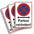 Produktbild: 3 Stück Absolutes Halteverbot parken verboten Schild 20 x 30 cm aus stabiler PVC Hartschaumplatte 3mm Parkplatzschild mit UV-Schutz von STROBO