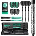 Produktbild: Harrows NX Elite 90% Tungsten Steel Tip Darts Set | 21 g bis 26 g alle Gewichte verfügbar | Riesiges 17-teiliges Bundle mit Supergrip Shafts, Quantum Flights & Reiseetui (21 Grams)