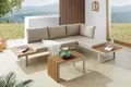 Produktbild: riess-ambiente Sitzgruppe IBIZA MODULAR LOUNGE 250cm champagner greige/natur - WPC, Aluminium, (Set, 3-tlg., 2 x Sitzelement, Tisch), Frei stellbare Outdoor-Lounge - ideal für Garten, Balkon oder Terrasse