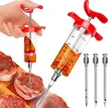 Produktbild: Fleischspritze-Set Marinadenspritze zum Pökeln 3 Fleischnadeln BBQ Smoker 50ml Rinderbraten Schweinebraten Schweinshaxen Stecks 23055