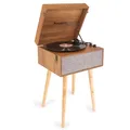 Produktbild: Audizio Fremont Schallplattenspieler Retro Plattenspieler Bluetooth Transmitter & Receiver, Tisch Plattenspieler mit Lautsprecher, Retro Vinyl Player für Schallplatten, Holz