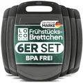 Produktbild: Loco Bird Frühstücksbrettchen Spülmaschinenfest - Brettchen 25x16cm, Schneidebrett Kunststoff BPA freie, Hygienisches Brotzeitbrett für die Küche, Vielseitiges Schneidbrett Set, Robustes Cutting Board