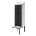 Produktbild: Jan Nowak Spind Umkleidespind Umkleideschrank Spindschrank Schließfachschrank mit Sitzbank Lüftungsschlitze Pulverbeschichtet 180 cm x 60 cm x 50 cm (Anthrazit-Grau)
