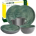 Produktbild: BRUNNER Camping-Geschirr-Set Melamin 1-2 Personen| 8-Teilig - Teller, Schüsseln & Becher | Tete a Tete Venetian SEA Green - Für Wohnmobil, Wohnwagen & Boot - Bruchfest, Leicht & Anti-Slip