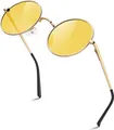 Produktbild: Polarisierte Retro Sonnenbrille Herren Damen UV400 Schutz 45mm Hippie Rund Silber