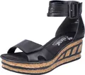 Produktbild: Rieker Damen Sandalen geschlossene Ferse Keilabsatz 68194, Größe:41 EU, Farbe:Schwarz