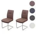 Produktbild: Mendler 2er-Set Esszimmerstuhl HWC-H70, Küchenstuhl Freischwinger Stuhl, Stoff/Textil Edelstahl gebürstet ~ 73930