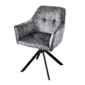 Produktbild: riess-ambiente.de Design Stuhl LOFT dunkelgrau Samt drehbar Metallgestell schwarz mit Armlehne