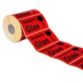 Produktbild: Etiketten Aufkleber Vorsicht Glas rot 1000 Stück extra groß 145x76mm Warnetikett auf Rolle 597101 - Menge wählbar
