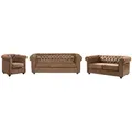 Produktbild: Couchgarnitur 3+2+1 - Microfaser - Vintage-Look - CHESTERFIELD