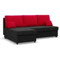 Produktbild: Ecksofa mit Schlaffunktion KEMI, Wohnzimmer Couch, Schlafcouch Ausziehbar, Schwarz/Rot - Schwarz/Rot