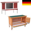 Produktbild: Kaninchenstall 1 Ebene Kleintierhaus Hasenstall Kaninchenhaus Braun Grau Rot DE