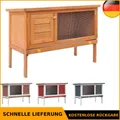 Produktbild: Kaninchenstall 1 Ebene Kleintierhaus Hasenstall Kaninchenhaus Braun Grau Rot DE