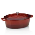 Produktbild: KELA Bräter Cocotte CALIDO Gusseisen emailliert 33 cm oval 6 Liter rot INDUKTION