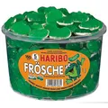 Produktbild: 1 Dose Haribo Frösche 1050g Weingummi Frösche mit Schaumzucker 150er