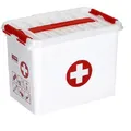 Produktbild: SUNWARE Q-Line Erste Hilfe Box+1 Einsatz - 9 Liter - 30x20x22cm- weiß/transp/rot