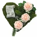 Produktbild: Grabgesteck Grabschmuck Moosherz Grabherz Trauerherz Gesteck - Für immer im Herzen- 30cm 3rosen rosa