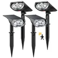 Produktbild: Linkind solarlampen Solar Strahler mit Bewegungsmelder 6500K Kaltweiß, 3 Modi (inkl. Dauerlicht), 1000Lm Helle Solar Aussenlampen von 2 Montage, IP67 Gartenstrahler für Weg, 4 Stück