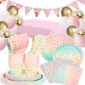 Produktbild: DUGEHO 104 Stück Geburtstag Party Geschirr Ballon,Pappteller Kindergeburtstag Set einschließlich Tischdecke Teller Becher Servietten Strohhalme für Babydusche Geburtstag Hochzeit Party (16 Gäste)