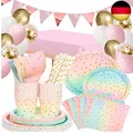 Produktbild: DUGEHO 104 Stück Geburtstag Party Geschirr Ballon,Pappteller Kindergeburtstag