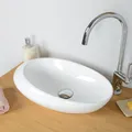Produktbild: Keramik Aufsatzwaschbecken oval weiß 50 cm Waschbecken Bad wohnfreuden