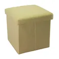 Produktbild: INTIRILIFE Faltbarer Sitzhocker 30x30x30 cm in FRÜHLINGS GRÜN - Sitzwürfel mit Stauraum und Deckel aus Stoff in Leinen Optik - Sitzcube Fußablage Aufbewahrungsbox Truhe Sitzbank