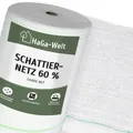 Produktbild: HaGa Schattiernetz 3m Breite mit 60% Schattierwirkung in weiß – Hitzeschutz & Sonnenschutz für Pflanzen – Balkon Sichtschutz & Terrassen Sonnensegel – Wetterfest & Temperaturbeständig (Meterware)