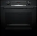 Produktbild: Bosch HBA514BB3 Serie 4 Einbaubackofen, 71 L, 60 cm breit, 3D-Heißluf, Hydrolytisch, Versenkknebel, Kindersicherung, schwarz, A+