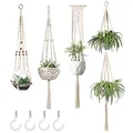 Produktbild: Mkouo Blumenampel Makramee Pflanzenhalter Set of 4 Indoor Wandbehang Pflanzer Korb Blumentopf Halter Boho Home Decor Geschenkbox, Beige