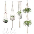 Produktbild: Blumenampel Makramee Pflanzenhalter Set of 4 Indoor Wandbehang Pflanzer Korb ...