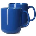 Produktbild: Smilatte 600 ml große Kaffeetasse tassen, M016 Plain porzellan Keramik Big grosse Teetasse becher mit Griff für Papa Männer, 2er-Set, Blau