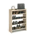 Produktbild: KOMTO Schuhregal Schmal - Schuhablage Flur mit 4 Ebenen Offener Schuhschrank Schuh Organizer Platzsparend | Elexis Sonoma Eiche 60 x 25 x 80 cm