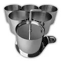 Produktbild: WEBBOMB Profi Set Edelstahl Dessertringe 8tlg Speisenringe Ø 7,5 cm Höhe 5,5 cm rund mit Heber & Stampfer Backringe für runde Mini Kuchen Brötchen Backform Burger Presse