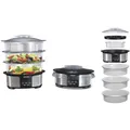 Produktbild: Heinner Master Collection HSA-1000XMC Dampfgarer 12 L, 3 Ebenen, 1000 W, Digital, Auto-Off, Schwarz/Silber