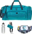Produktbild: Sporttasche sehr groß Elephant Trainer XL 69 cm 55 Liter Reisetasche Saunatasche Fitnesstasche Freizeittasche Fußball Tasche 1244 Petrol + Flasche