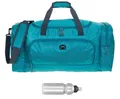 Produktbild: Sporttasche Damen Herren Trainer XL 69 cm 55 L Nassfach Reisetasche Schuhfach Sport Fitness Sauna Gym Bag Tasche sehr groß 1244 + Trinkflasche (Petrol Türkis (türkis))