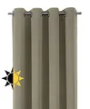 Produktbild: Verdunkelungsgardine mit Ösen, Blackout Ösenschal Blickdicht abdunkelnd, Größe und Farbe wählbar (Breite: 140 cm, Höhe: 145 cm, Hellbraun)