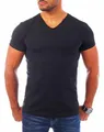 Produktbild: Young & Rich Herren Uni T-Shirt mit V-Ausschnitt Basic V-Neck Tee mit Stretchanteilen einfarbig Slim fit 1700, Grösse:M, Farbe:Schwarz