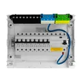 Produktbild: Doktorvolt Sicherungskasten Aufputz 1-reihig 12 Module – Verteilerkasten verdrahtet mit 8x MCB 1x RCCB VDE geprüft IP40 Hager Verteilerschrank 245x305x96,5 mm für Haus Garage und Werkstatt