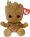 Produktbild: TY Groot Marvel Avengers Beanie Babies Regular, Lizenziertes Beanie Baby Weichplüsch Spielzeug, Sammlerstück Kuscheliger Plüschteddy, Braun