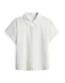 Produktbild: OPUS Damen Kurzarmbluse | Sommerliche Hemdbluse FESSIN Regular mit dekorativer Lochstickerei Milk, M