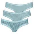 Produktbild: LASCANA Brasilslip (3er-Pack) aus elastischer Baumwolle mit weicher Spitze blau 44/46